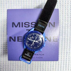 ✨Swatch x Omega Moonswatch Neptune | Ocean Blue Bioceramic | NASA-Grade Strap